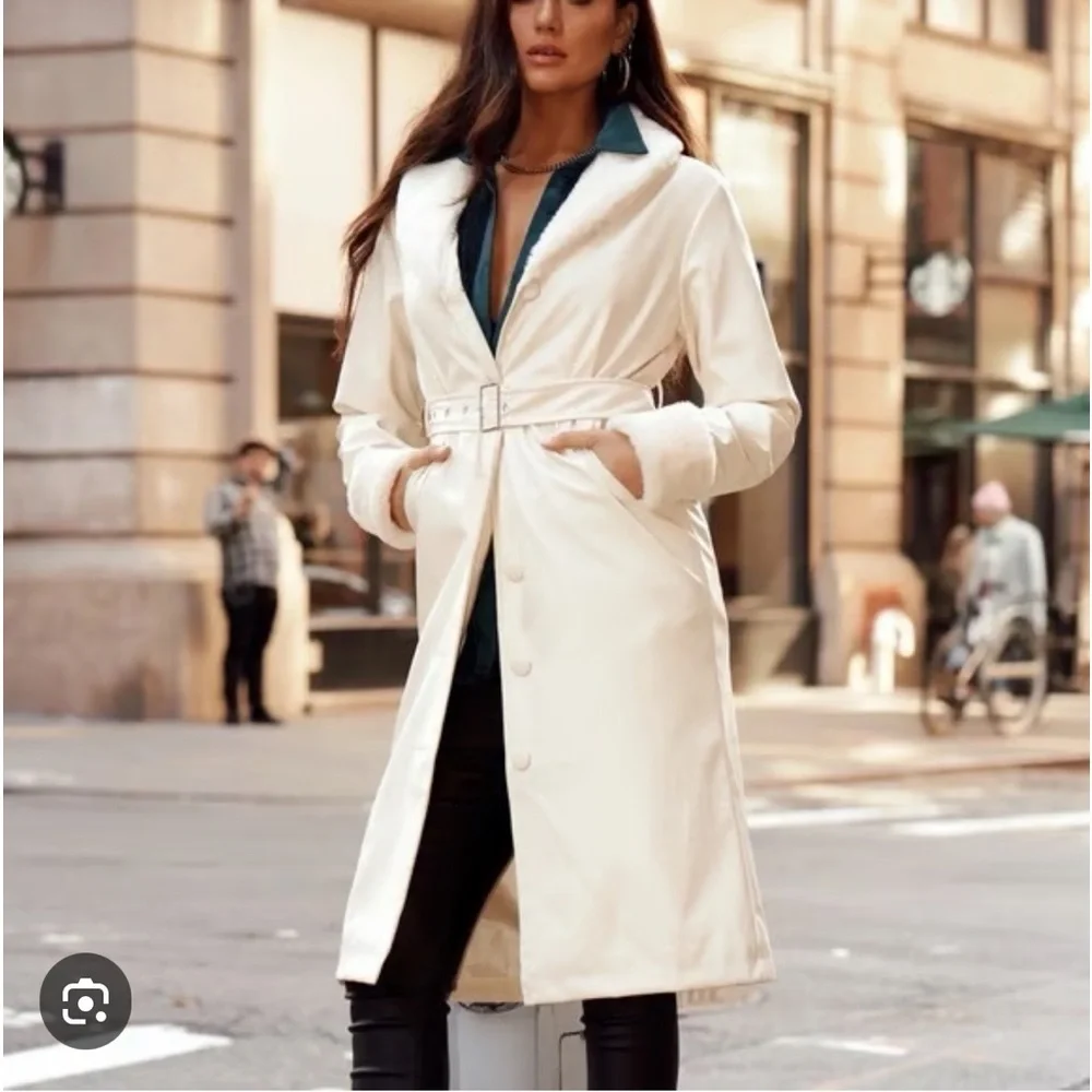 12th Tribe X Thesaltyblonde Faux Leather & Fur trimmed Trench Size Small